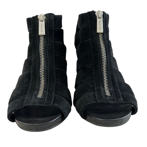 Michael Kors Sherry Black Suede Strappy Cage Staked Heel Sandals Women’s Size 9M - Picture 7 of 16